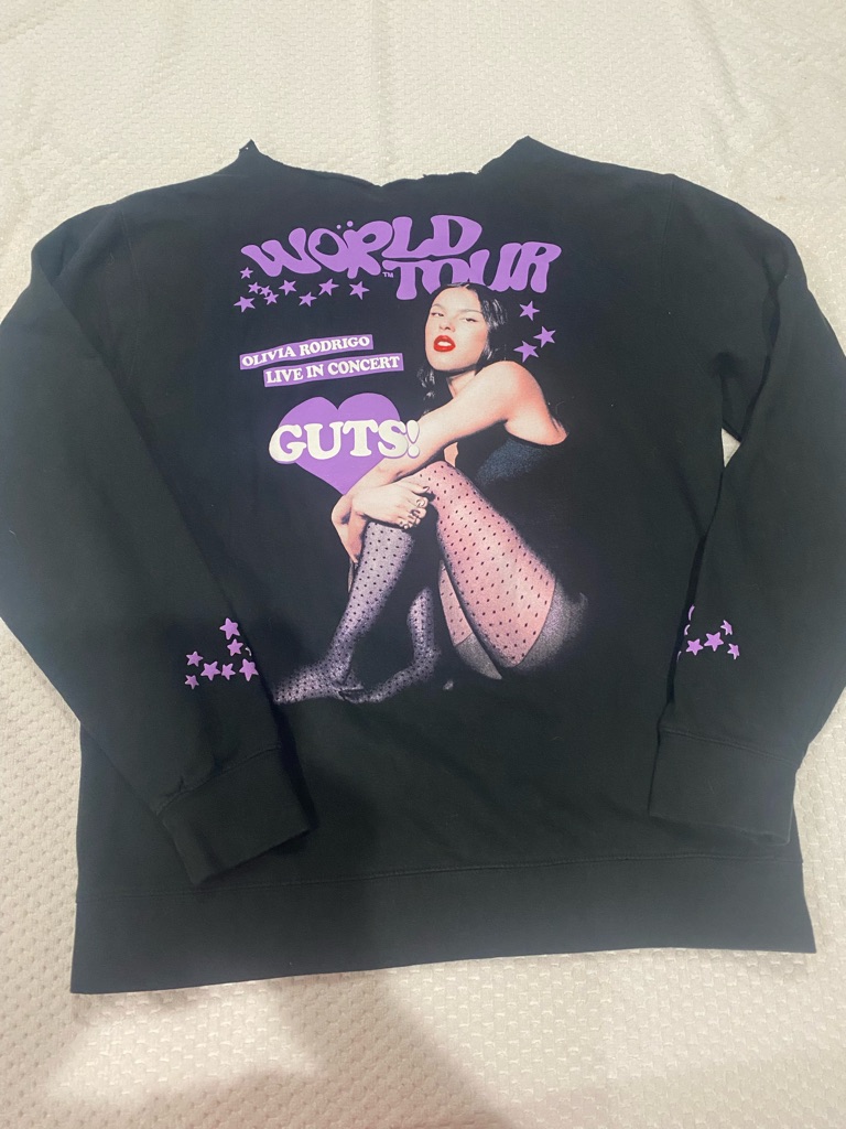 Or Black 'World Tour' Graphic Sweatshirt With Purple Accents